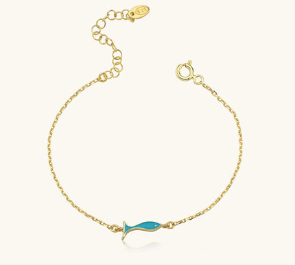 Double-Sided Fish Bracelet – 925K Sterling Silver with Enamel - Dabas Minimalist