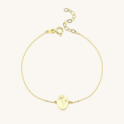 Tiny Birth Flower Bracelet – 18K Gold-Plated Custom Floral Charm Bracelet Dabas Minimalist