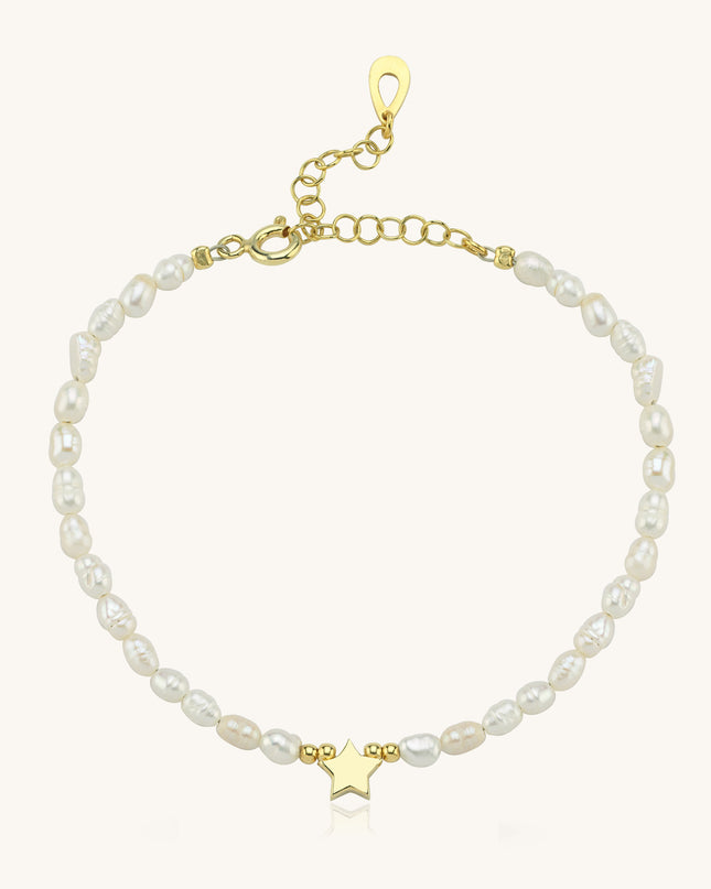 Star and Freshwater Pearl Bracelet – 18K Gold-Plated Sterling Silver Dabas Minimalist