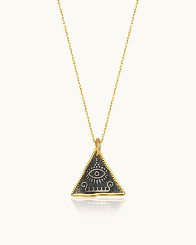 Ancient Triangular Evil Eye Necklace, Protection-Inspired Symbolic Jewelry Dabas Minimalist