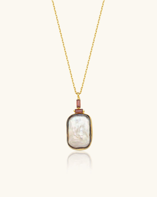 Baroque Pearl and Baguette Diamond Pendant Necklace Dabas Minimalist