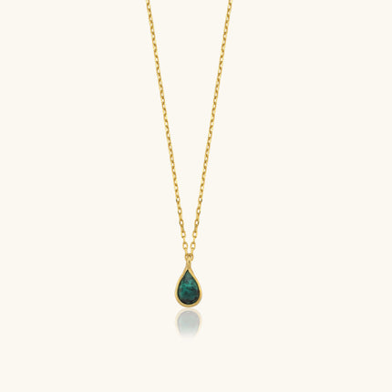 Minimalist Teardrop Emerald Necklace – 18K Gold-Plated Sterling Silver Dabas Minimalist