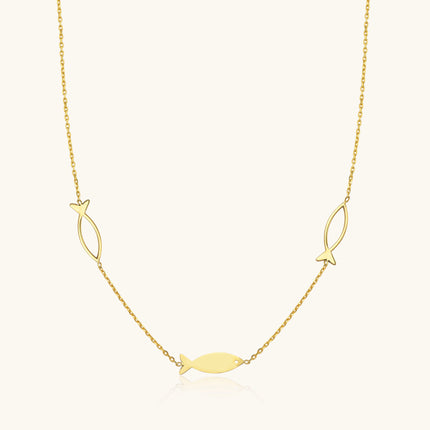 Dainty Minimalist Triple Fish Necklace