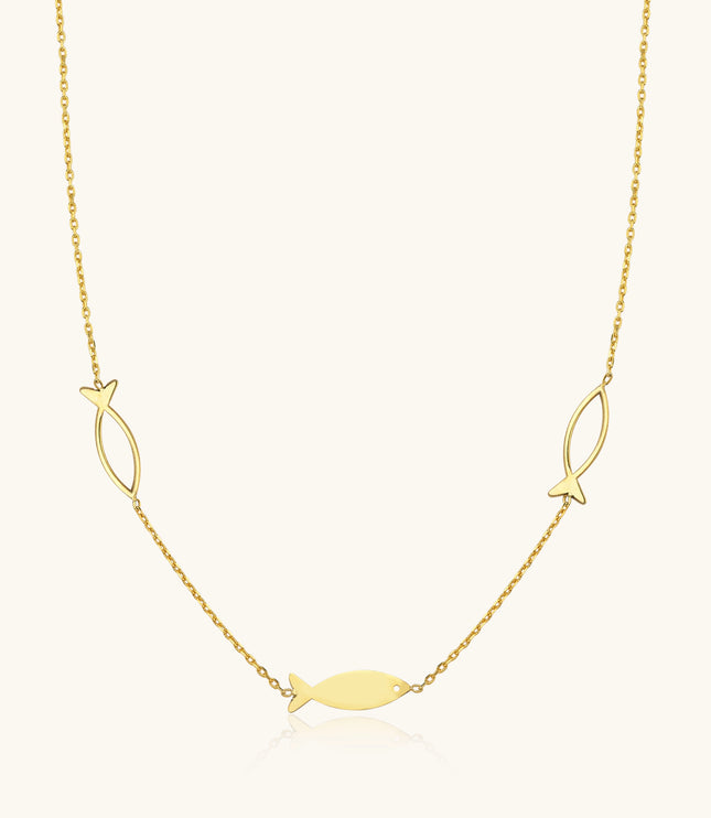 Dainty Minimalist Triple Fish Necklace