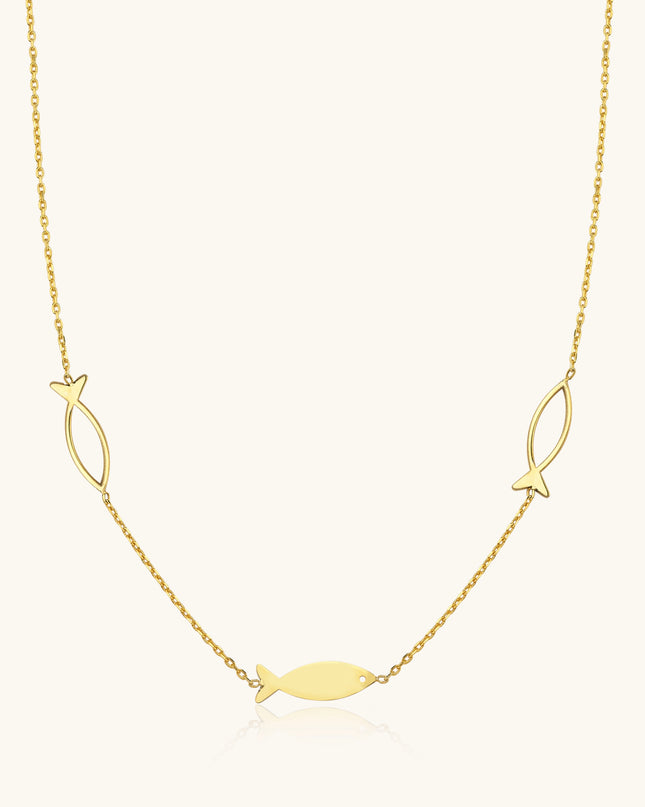 Dainty Minimalist Triple Fish Necklace Dabas Minimalist