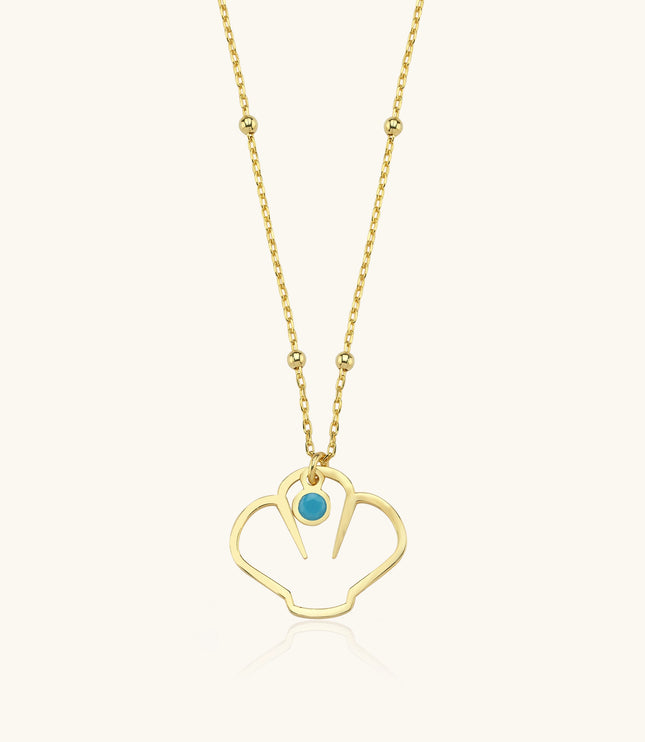 Shell Pendant Necklace with Turquoise Accent, 18K Gold-Plated Sterling Silver