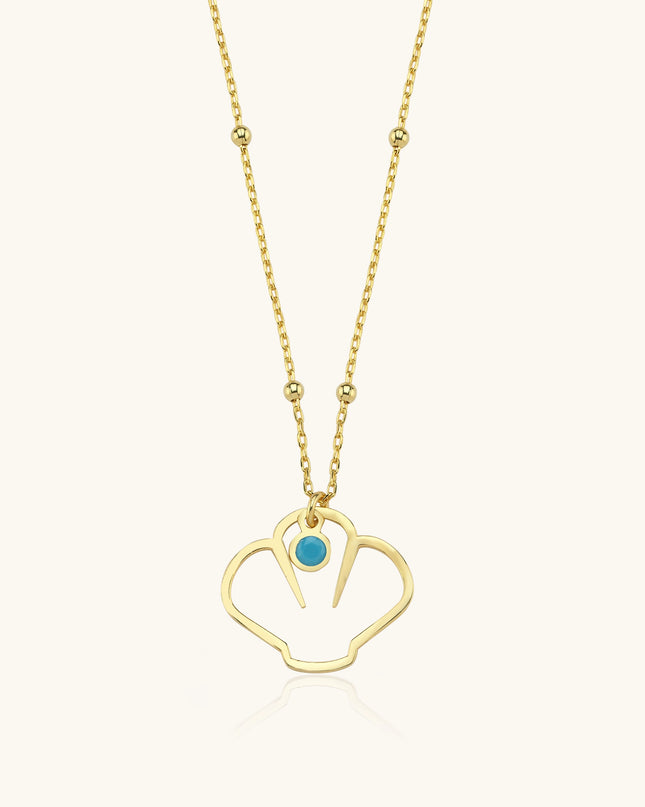 Shell Pendant Necklace with Turquoise Accent, 18K Gold-Plated Sterling Silver Dabas Minimalist