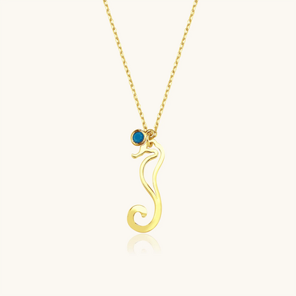 Dainty Seahorse Turquoise Stone Necklace – Ocean-Inspired Elegance