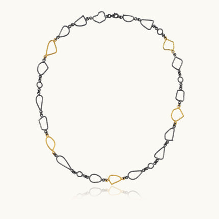 Ancient Design Chain Necklace, 18K Gold-Plated Oxidized Sterling Silver