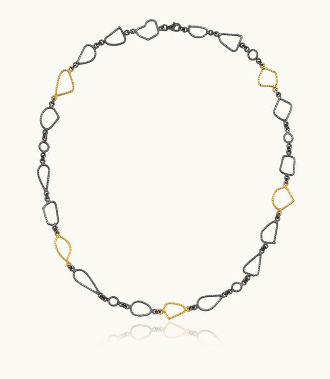 Ancient Design Chain Necklace, 18K Gold-Plated Oxidized Sterling Silver