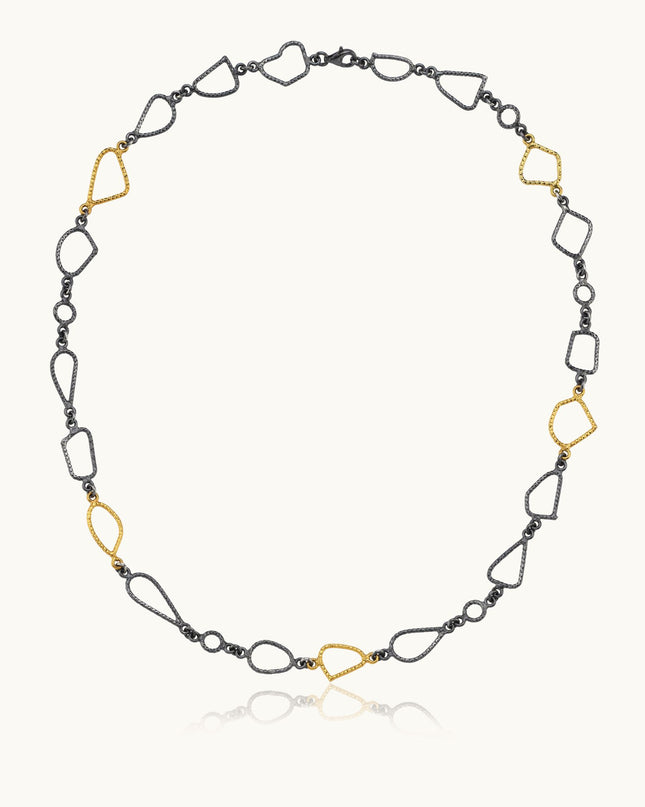 Ancient Design Chain Necklace, 18K Gold-Plated Oxidized Sterling Silver Dabas Minimalist