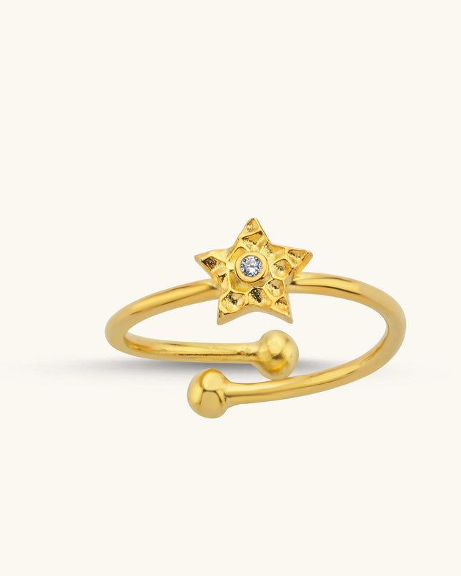 Star Adjustable Ring – 18K Gold-Plated Sterling Silver Dabas Minimalist