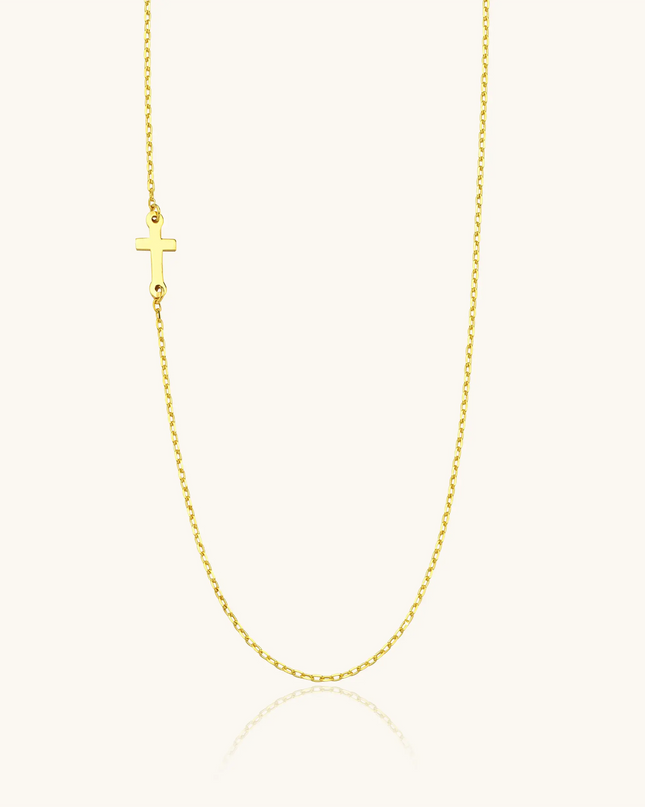 Gold Sideways Cross Necklace – 18K Gold Plated 925K Sterling Silver Minimalist Necklace Dabas Minimalist