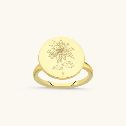 Custom Circle Birth Flower Ring Dabas Minimalist