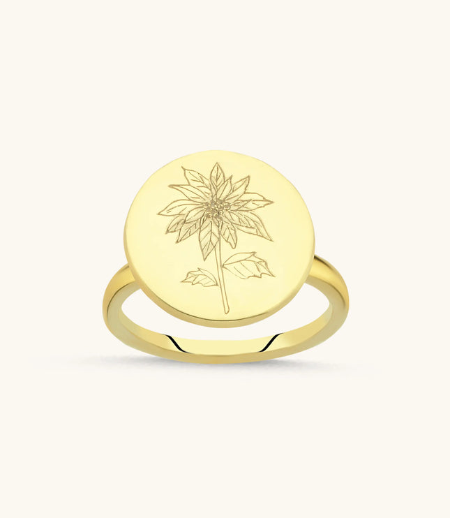 Custom Circle Birth Flower Ring Dabas Minimalist