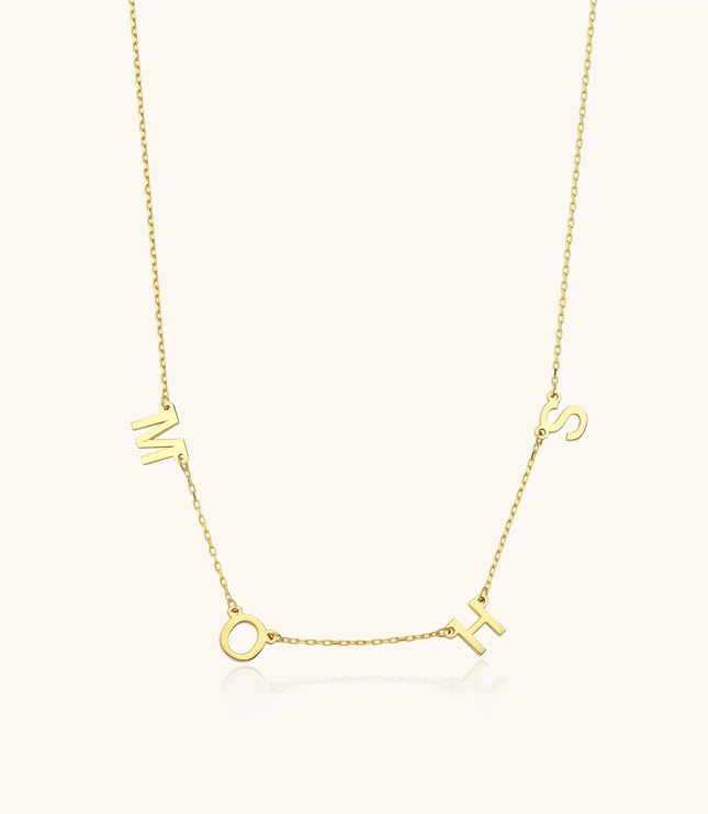 Personalized Initial Letter Necklace, 18K Gold-Plated Sterling Silver Dabas Minimalist