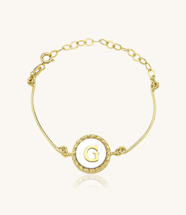 Mother of Pearl Gold Coin Bracelet • 18K Gold-Plated Sterling Silver