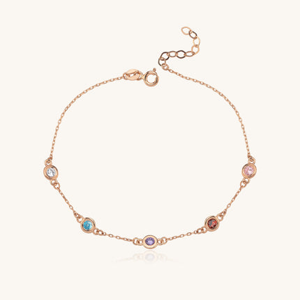 Customized Multi-Birthstone Family Bracelet Rose Gold Dabas Minimalist