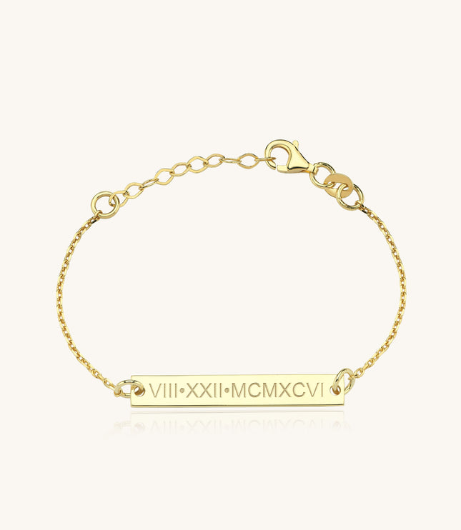 Personalized Bar Bracelet • Roman Numeral Engraved Bracelet