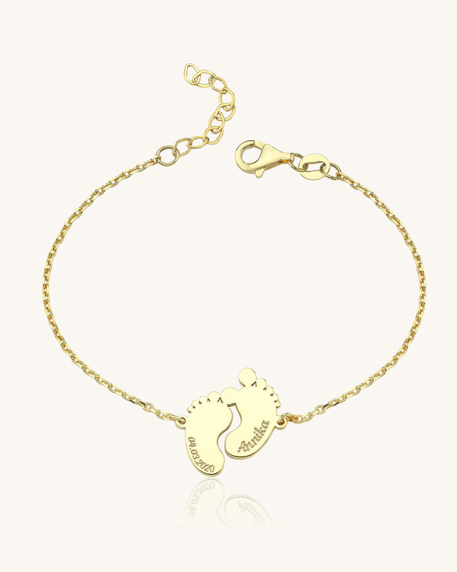 Footprint Family Name Bracelet – 18K Gold-Plated Sterling Silver Dabas Minimalist