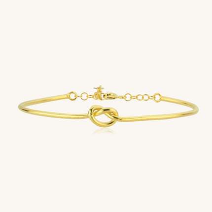 Handmade Love Knot Bangle Bracelet, 18K Gold-Plated Sterling Silver Promise & Friendship