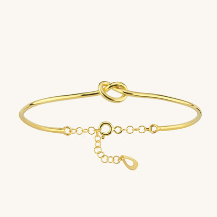 Handmade Love Knot Bangle Bracelet, 18K Gold-Plated Sterling Silver Promise & Friendship