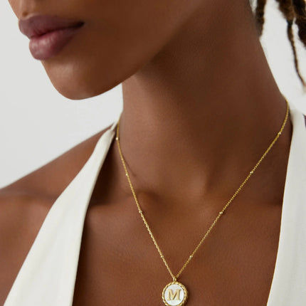 Pearl Letter Necklace, 18K Gold-Plated Sterling Silver