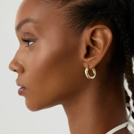 Thick Gold Hoop Earrings – 18K Gold-Plated Sterling Silver Statement Jewelry Dabas Minimalist