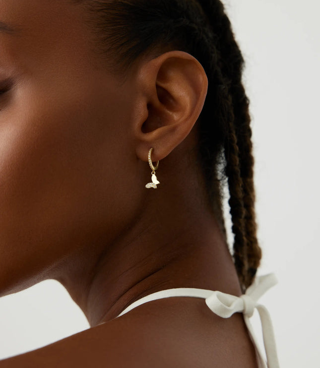 Dainty Butterfly Hoop Earrings – 18K Gold-Plated with CZ Stones Dabas Minimalist