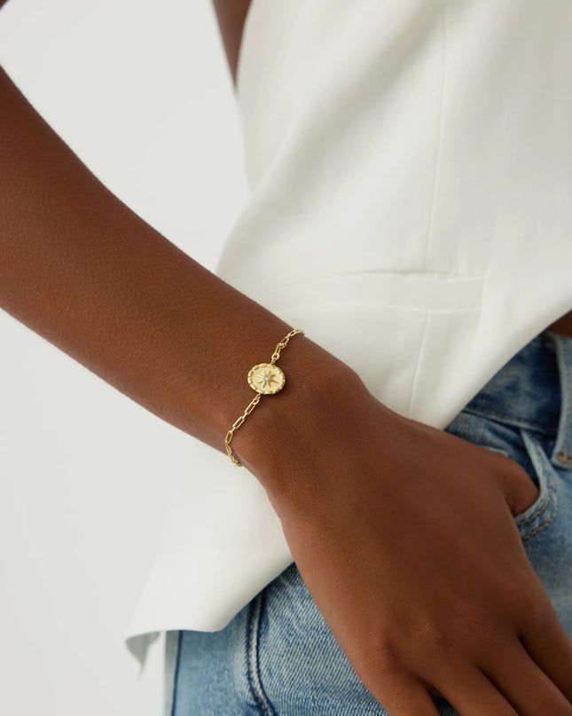 Compass Star Bracelet – 18K Gold-Plated Sterling Silver Chain Bracelet Dabas Minimalist