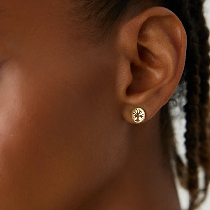 Dainty Tree of Life Stud Earrings, 18K Gold-Plated Sterling Silver Nature-Inspired Elegance