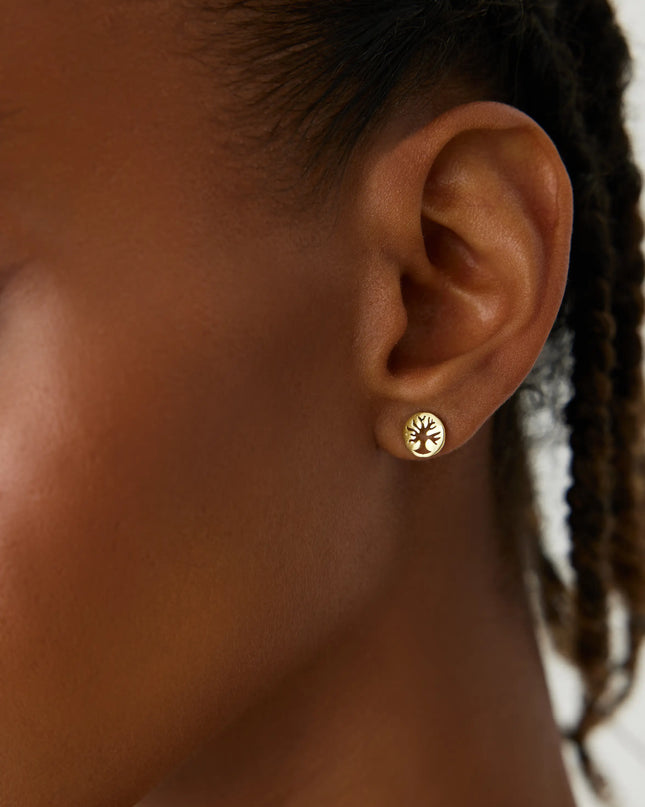 Dainty Tree of Life Stud Earrings, 18K Gold-Plated Sterling Silver Nature-Inspired Elegance Dabas Minimalist