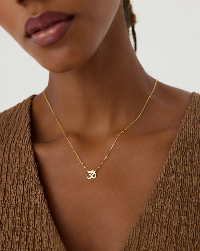 Om Necklace – 18K Gold-Plated Sterling Silver Spiritual Jewelry Dabas Minimalist