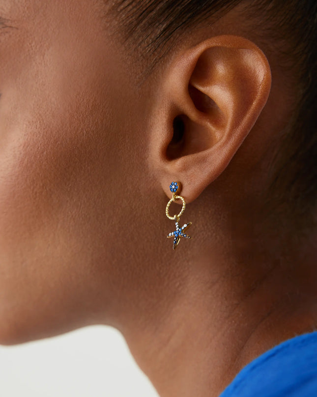 Starfish Earrings with CZ Colorful Stones, 18K Gold-Plated Sterling Silver Dabas Minimalist