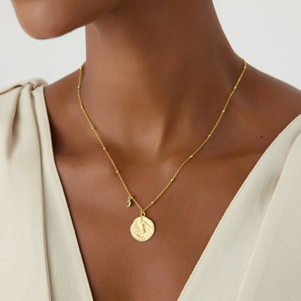 Zodiac Astrology Necklace with Birthstone, 18k Gold-Plated Personalized Celestial Jewelry