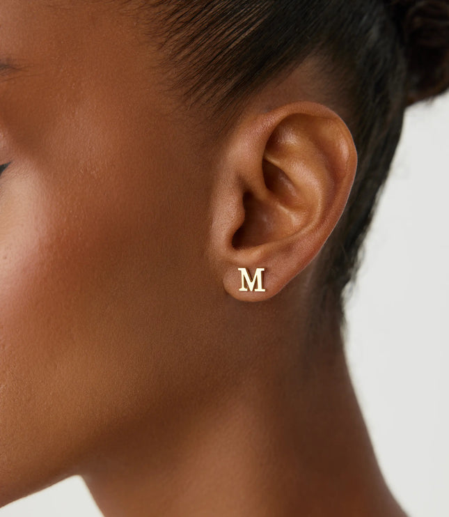 Gold Initial Stud Earrings – Personalized 18K Gold-Plated Sterling Silver Dabas Minimalist