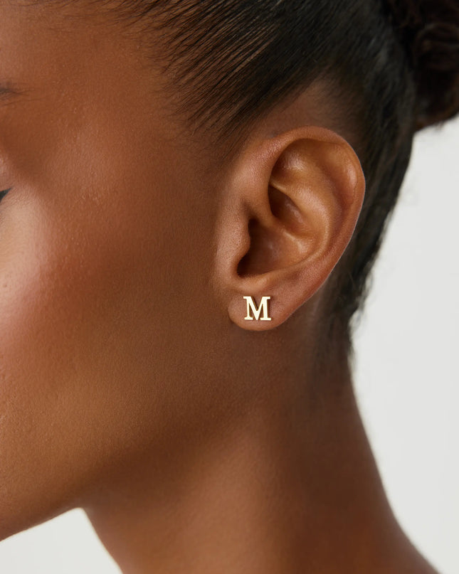 Gold Initial Stud Earrings – Personalized 18K Gold-Plated Sterling Silver Dabas Minimalist