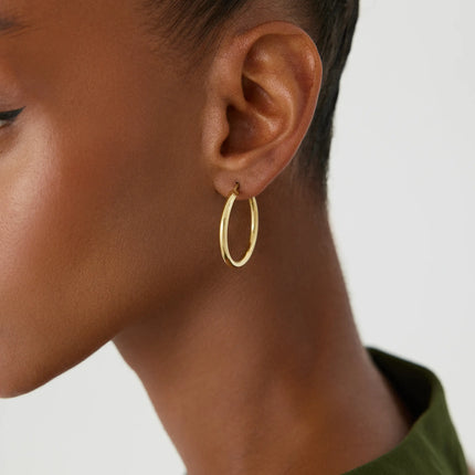 Classic Gold Hoop Earrings – 18K Gold-Plated Sterling Silver Timeless Jewelry Dabas Minimalist