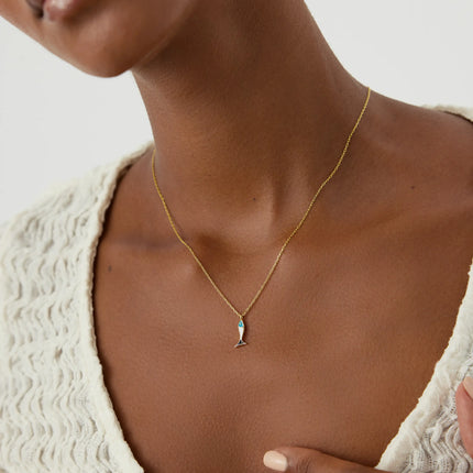 Double-Sided Fish Necklace - 925K Sterling Silver with Enamel Dabas Minimalist