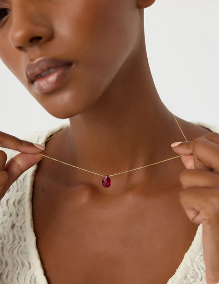 Dainty Teardrop Birthstone Necklace • Birthday Gift for Women