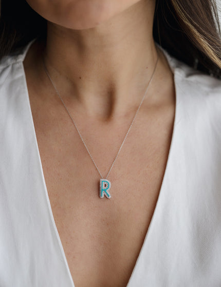 Personalized Enamel Letter CZ Diamonds Necklace Dabas Minimalist