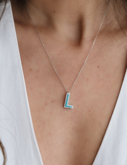 Personalized Enamel Letter CZ Diamonds Necklace Dabas Minimalist