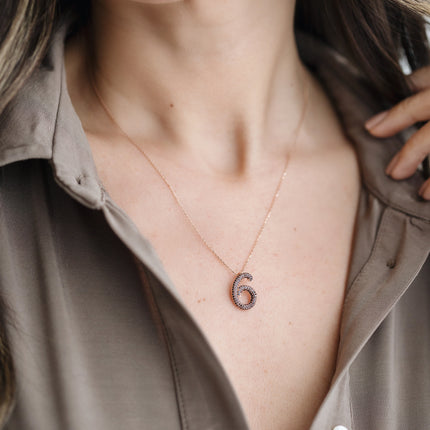 Gold Initial Necklace with Black Stones - Personalized 18K Gold-Plated Pendant Dabas Minimalist