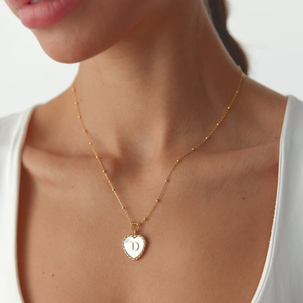 Handmade Mother of Pearl Heart Letter Necklace Dabas Minimalist