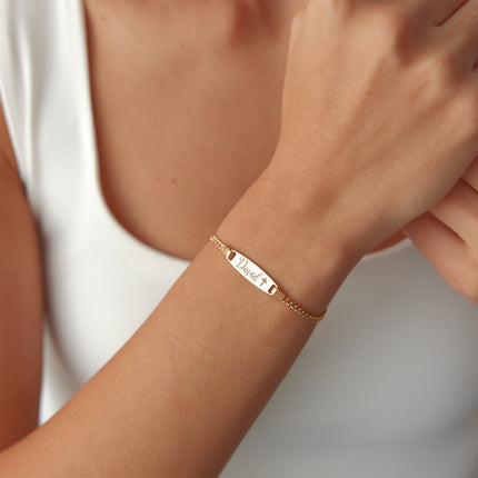 Baby ID Bracelet • New Baby Gift 925 Sterling SIlver Bar Bracelet Dabas Minimalist