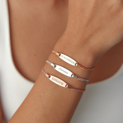 Baby ID Bracelet • New Baby Gift 925 Sterling SIlver Bar Bracelet Dabas Minimalist