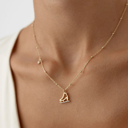 Ice Skate Charm Necklace – 18K Gold-Plated Sterling Silver with Sparkling Accents Dabas Minimalist