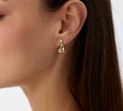 A- Gold Ice Skate Dangle Earrings with CZ Stones | 925 Sterling Silver | Winter Wonderland Jewelry - Dabas Minimalist