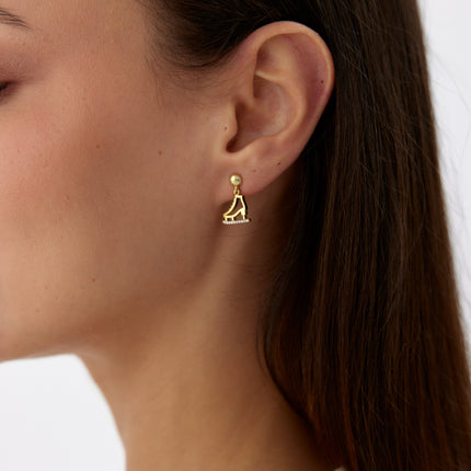 A- Gold Ice Skate Dangle Earrings with CZ Stones | 925 Sterling Silver | Winter Wonderland Jewelry - Dabas Minimalist