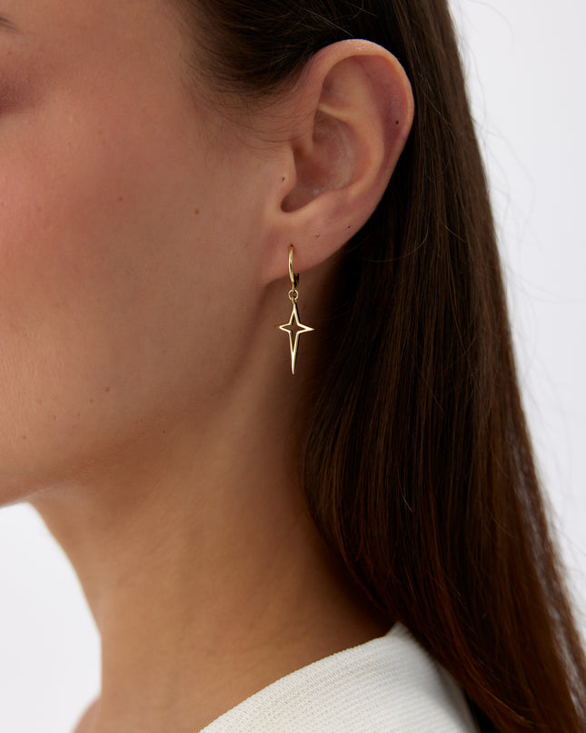 A-Polaris Star Earrings | 18K Gold-Plated 925 Sterling Silver | Modern Minimalist Jewelry - Dabas Minimalist